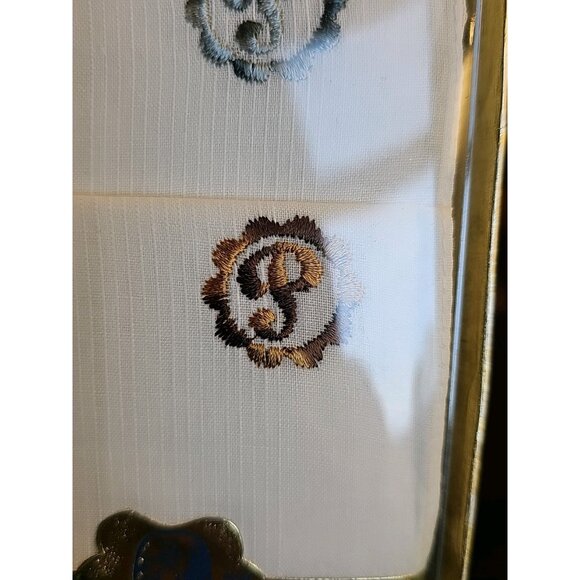 Vintage NOS Springmaid 3 Men's Monogrammed Handkerchiefs Goldenweve "E" "G" X 7 - Picture 5 of 11